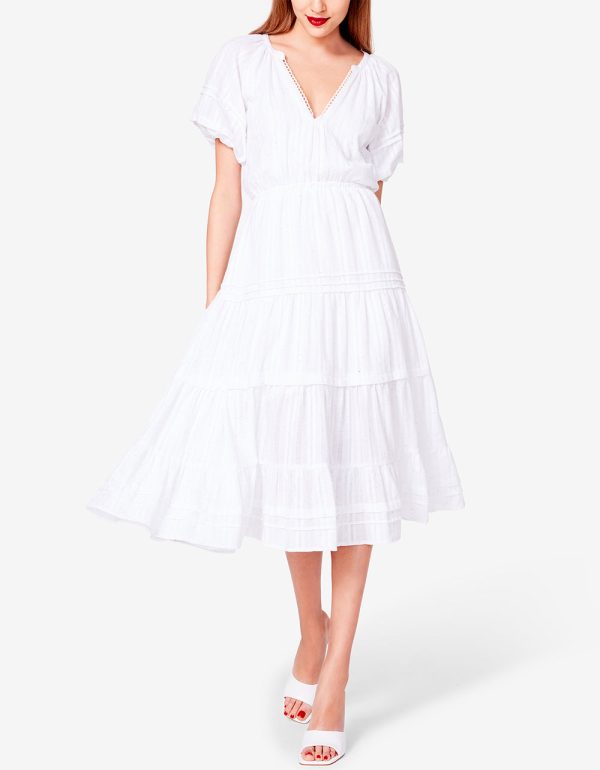 SPECTATOR PUFF SLEEVE MIDI DRESS WHITE | RE:LUV - Image 3