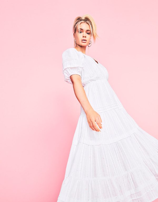 SPECTATOR PUFF SLEEVE MIDI DRESS WHITE | RE:LUV - Image 2