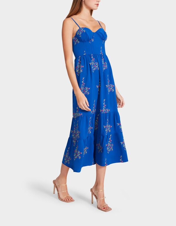 VINTAGE FLORAL BUSTIER MIDI DRESS BLUE | RE:LUV - Image 4