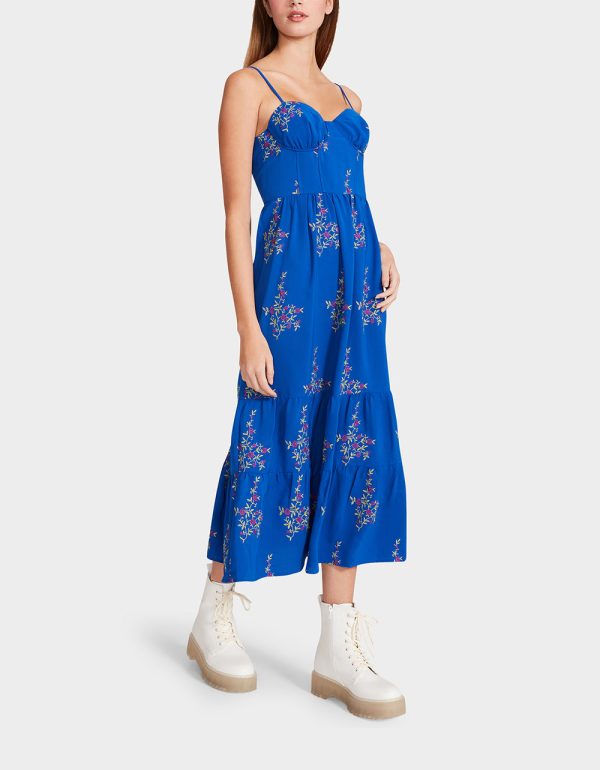 VINTAGE FLORAL BUSTIER MIDI DRESS BLUE | RE:LUV - Image 3