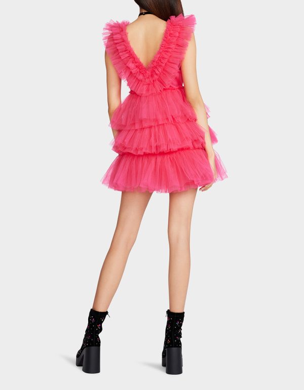 BETSEYS TIERED TULLE DRESS HOT PINK | RE:LUV - Image 5