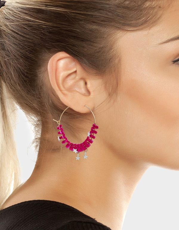 BETSEYS HOLIDAY COIL HOOP EARRINGS PINK - Image 2