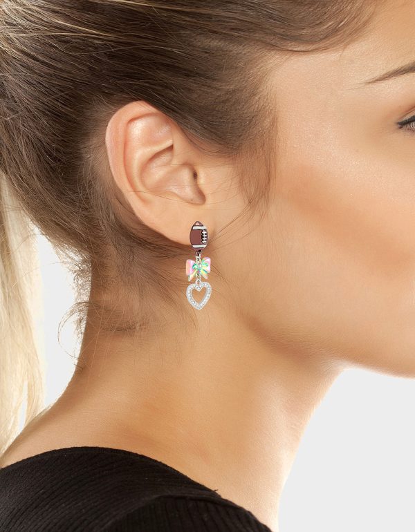 FOOTBALL BOW DROP EARRINGS CRYSTAL - Image 5