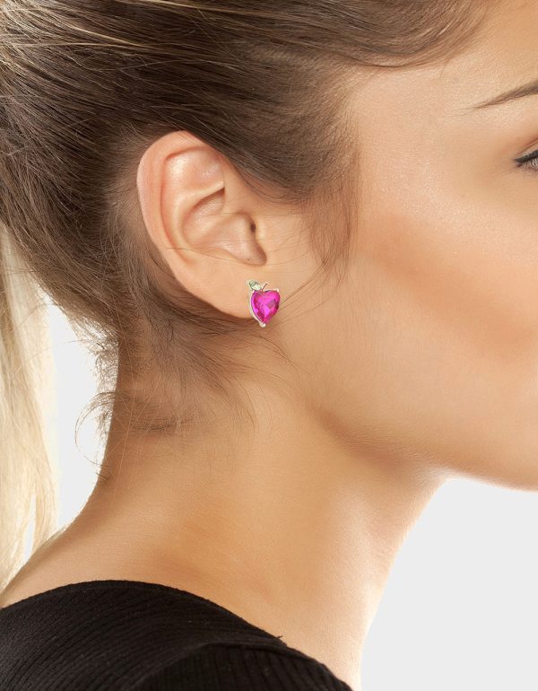 APPLE STUD EARRING PINK DIAMOND - Image 3