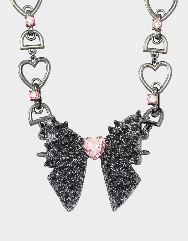 SPIKY BOW SHORT PENDANT PINK - Image 2