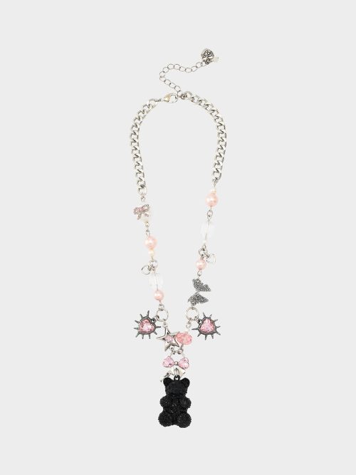 BEAR CHARM FRONTAL NECKLACE MULTI
