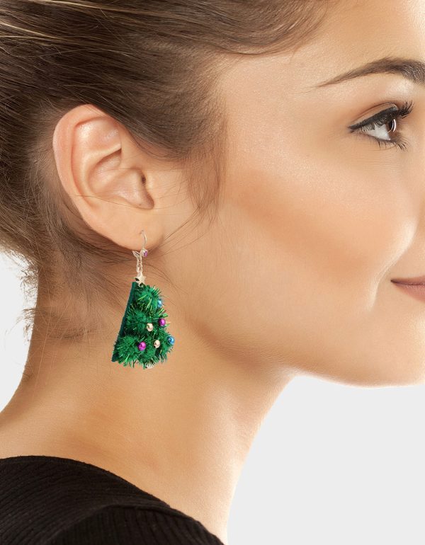 PLUSH TREE DROP EARRINGS FIR GREEN - Image 3