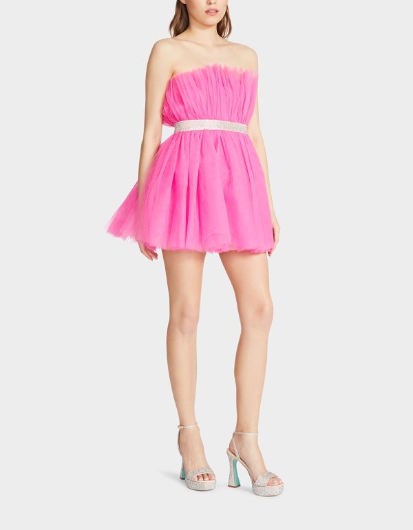 SHOWSTOPPER TULLE MINI DRESS HOT PINK