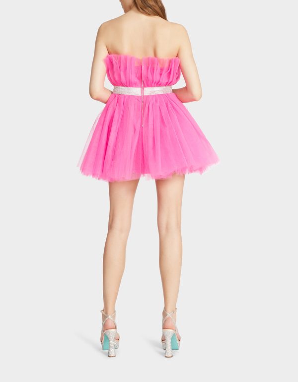 SHOWSTOPPER TULLE MINI DRESS HOT PINK - Image 3