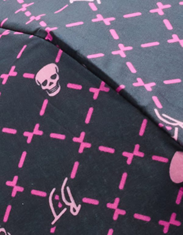 BETSEY'S HEART & SKULL PRINT UMBRELLA BLACK MULTI - Image 4
