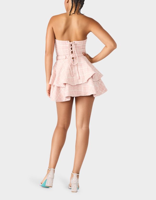 BELTED TWEED DRESS POWDER PINK - Image 4