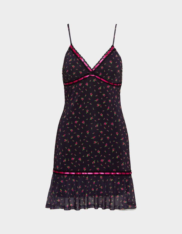 BETSEY'S ARCHIVE ROSEBUD SLIP DRESS BLACK - Image 6