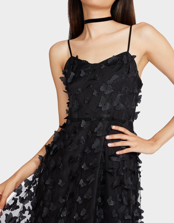 BETSEYS BUTTERFLY MAXI DRESS BLACK - Image 3