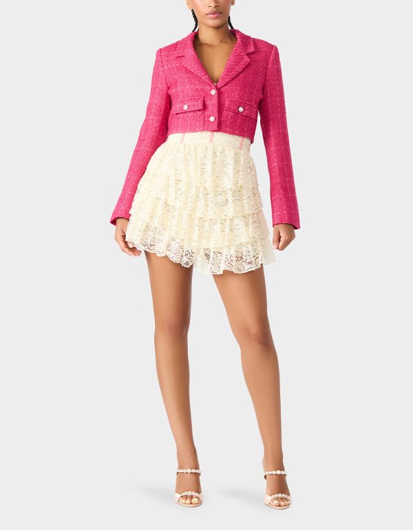 TWEED CROPPED BLAZER HOT PINK - Image 5