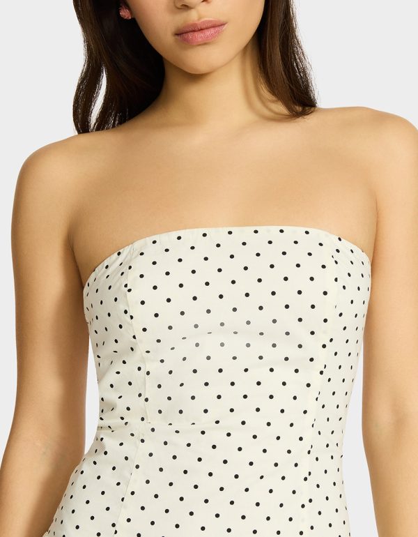 AMALIA STRAPLESS MAXI DRESS BLACK WHITE POLKA DOT - Image 3