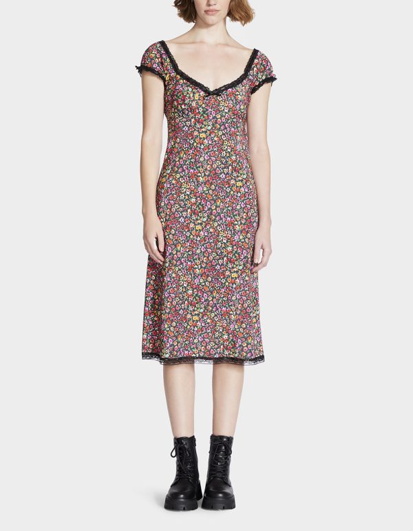 MALIBU MIDI DRESS BLACK DITSY FLORAL - Image 2