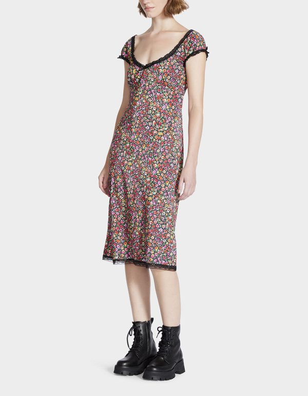 MALIBU MIDI DRESS BLACK DITSY FLORAL - Image 6