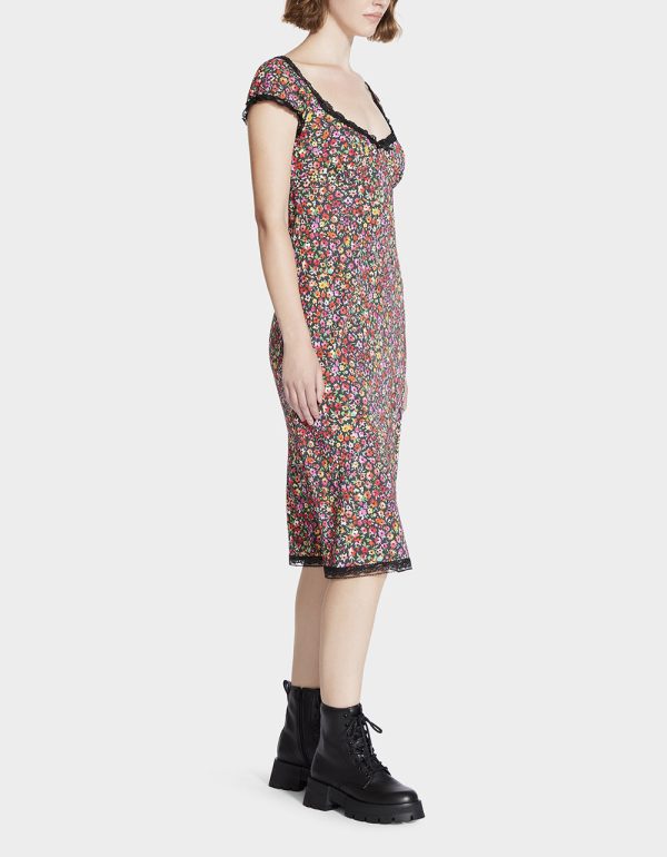 MALIBU MIDI DRESS BLACK DITSY FLORAL - Image 5