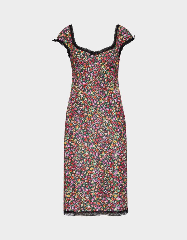 MALIBU MIDI DRESS BLACK DITSY FLORAL - Image 7