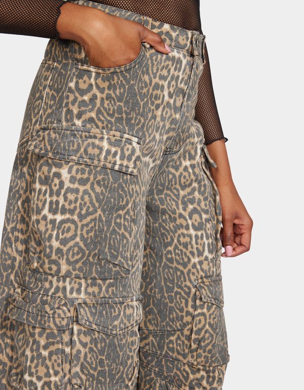 JINNEL BARREL CARGO PANTS LEOPARD - Image 2