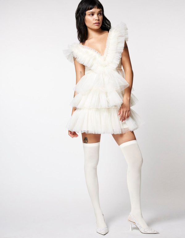 BETSEYS TIERED TULLE DRESS CREAM - Image 5