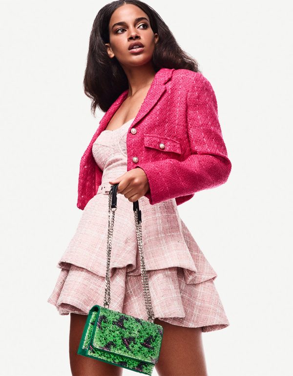 BELTED TWEED DRESS POWDER PINK - Image 9