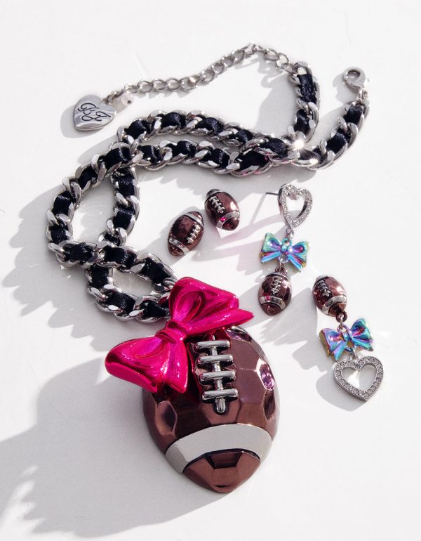 FOOTBALL BOW DROP EARRINGS CRYSTAL - Image 2